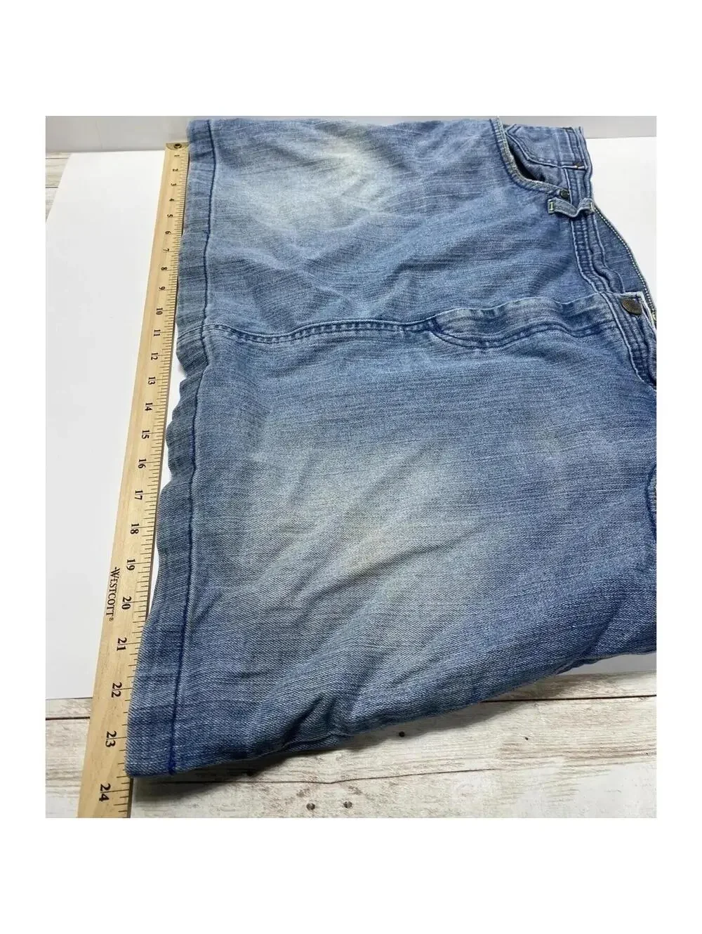 Low Waist Jean Skirt Plus Size Distressed Denim Dirt Spot On Back As Is Co
